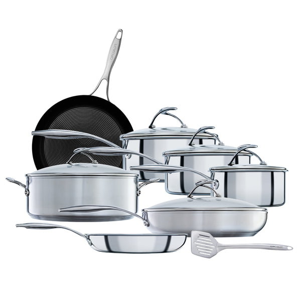 SteelShield™ Hybrid Non-Stick Frying Pan, Saucepan, Stockpot, Sauté Pan & Utensil Set - 7 Pieces