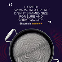 Stainless Steel non stick saute pan with lid - read the review. "I love it! Wow what a great dish. Its family size for sure and great quality'"