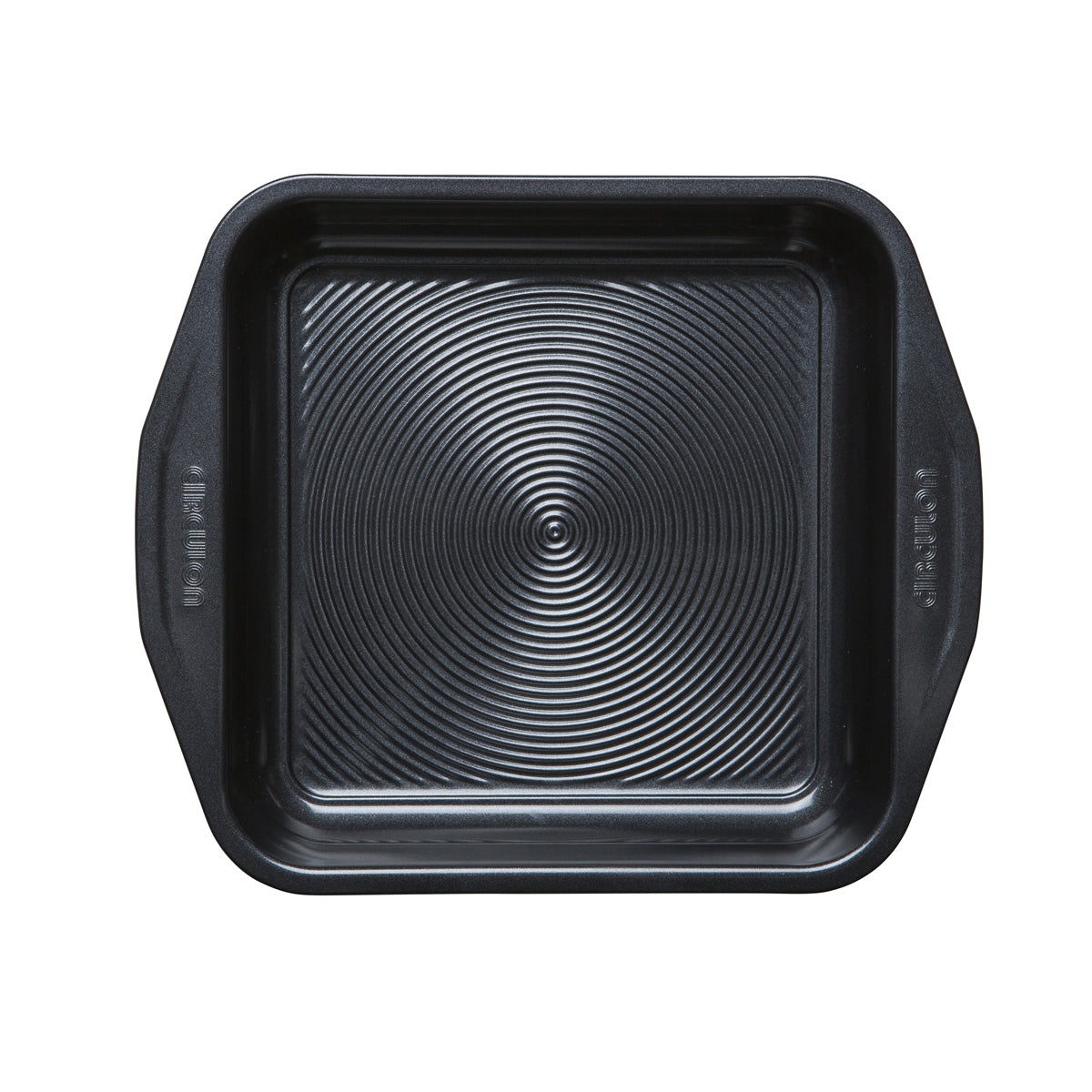 The interior of a non-stick oven tray available at Circulon, photographed on a white background